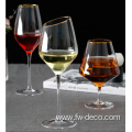 Custom hand blown gold rim wine glasses set